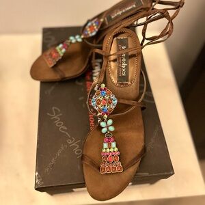 Copper embellished stilettos